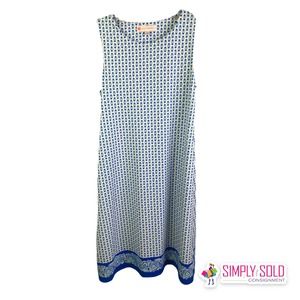 Jude Connally Women's Melody A-Line Dress Ditsy Border White Blue Floral‎ Sz XS